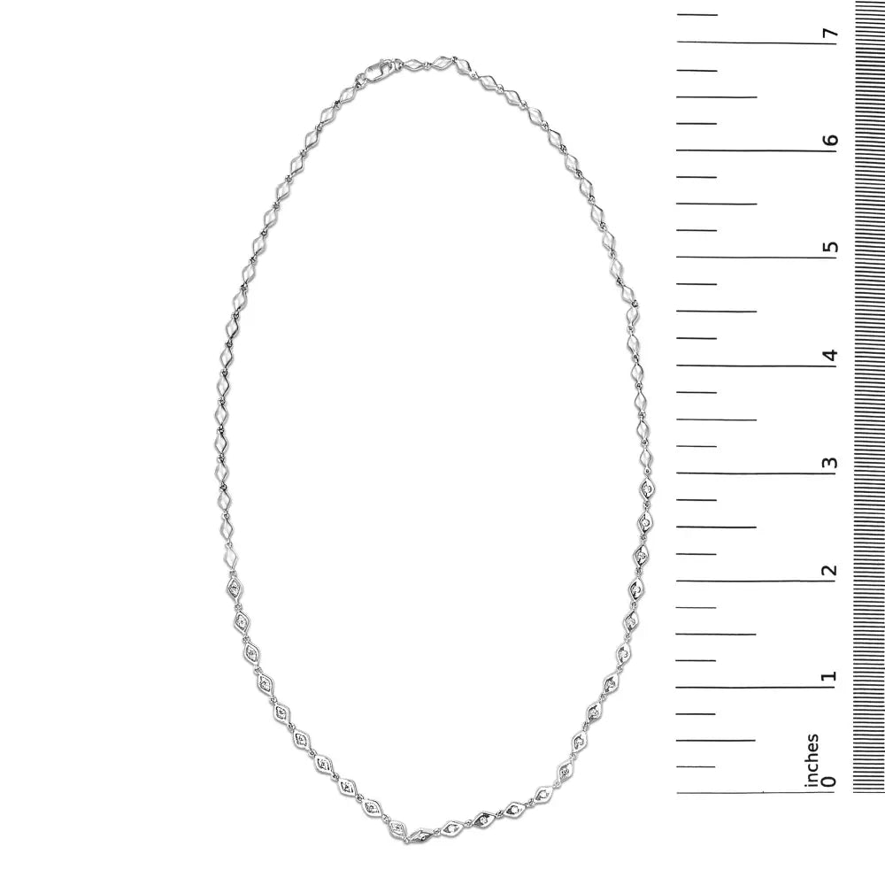 Marquise diamond station necklace in.925 sterling silver 3/8 cttw 16in bijoux-nyc direct