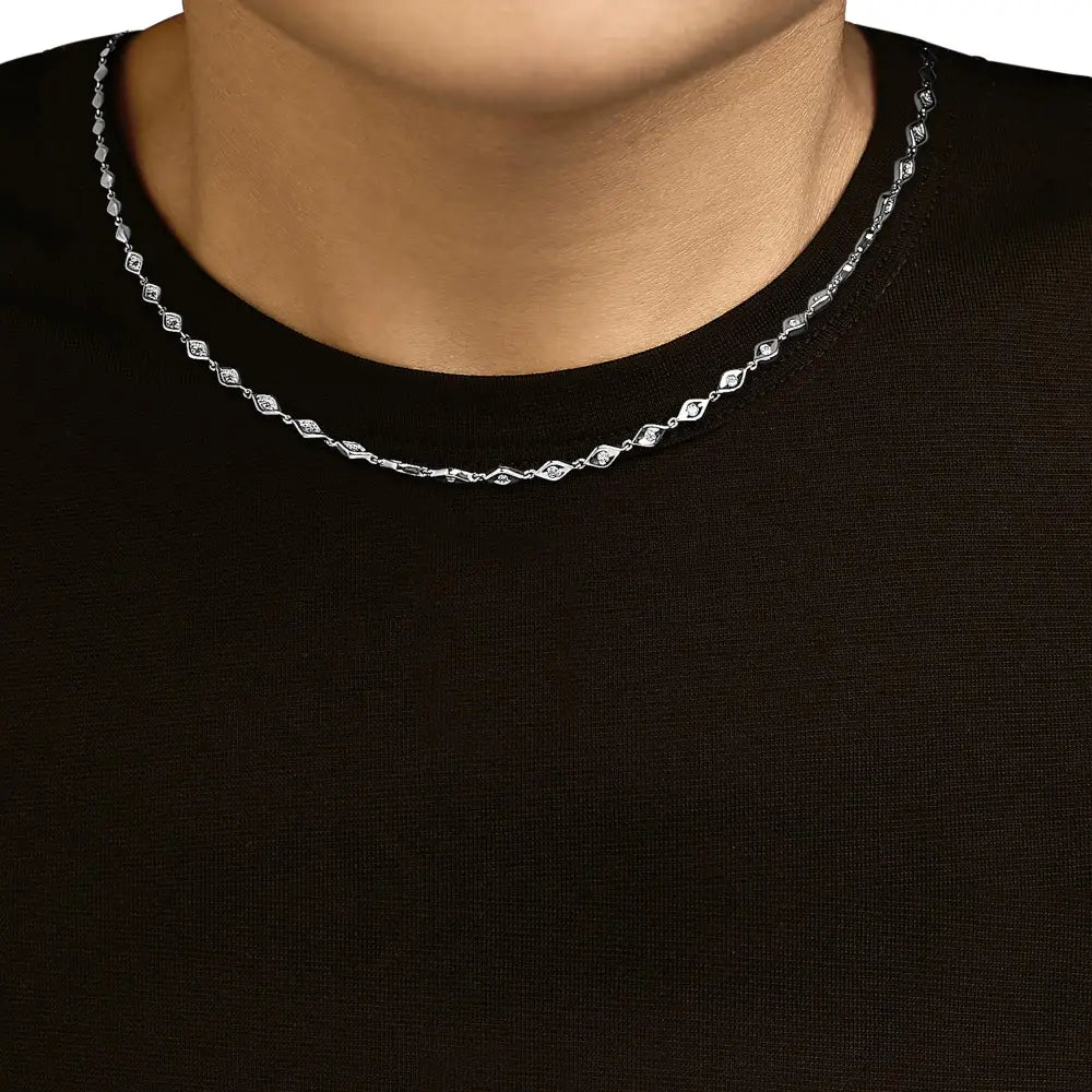 Marquise diamond station necklace in.925 sterling silver 3/8 cttw 16in bijoux-nyc direct