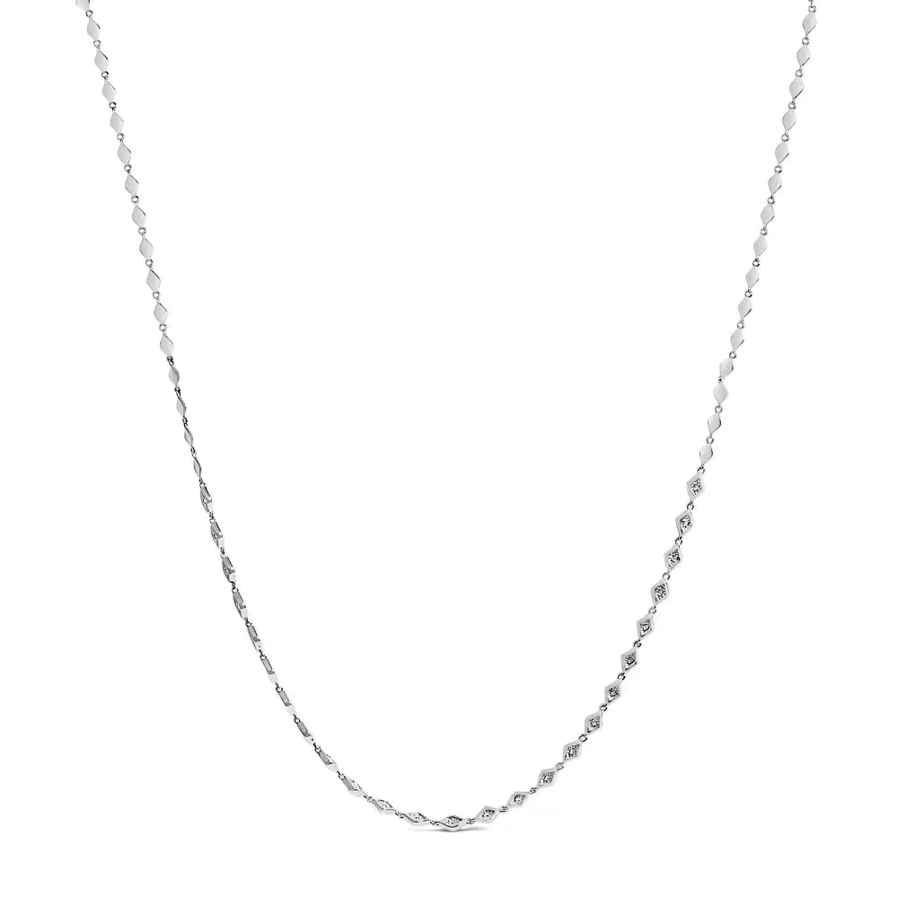 Marquise diamond station necklace in.925 sterling silver 3/8 cttw 16in bijoux-nyc direct