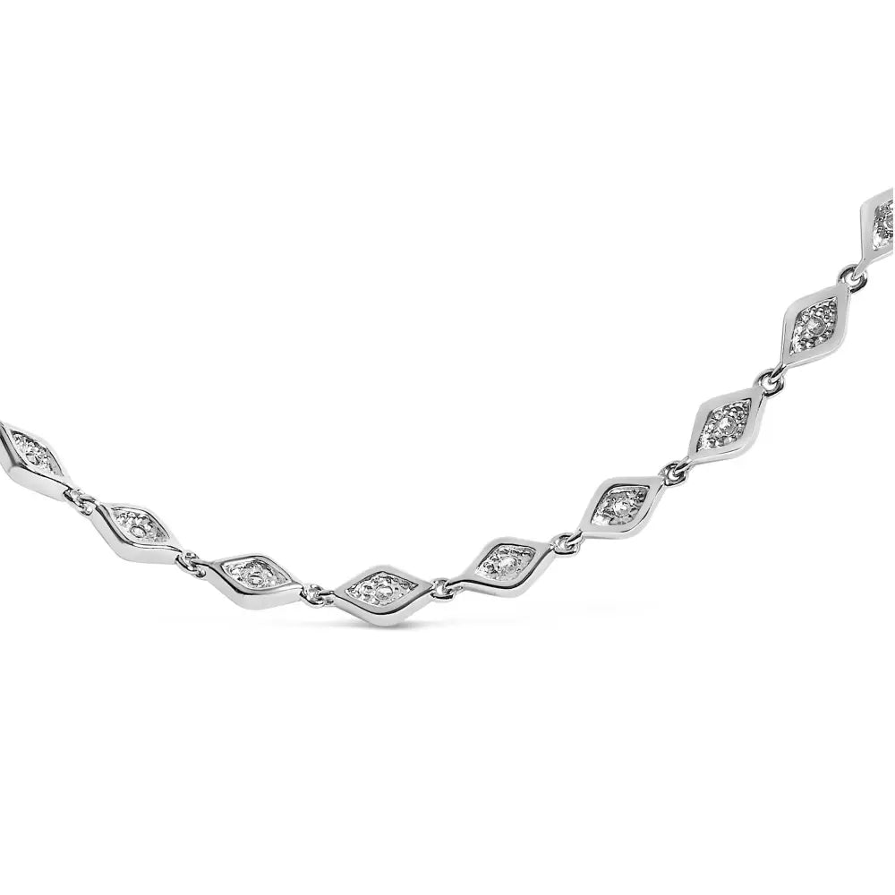 Marquise diamond station necklace in.925 sterling silver 3/8 cttw 16in bijoux-nyc direct