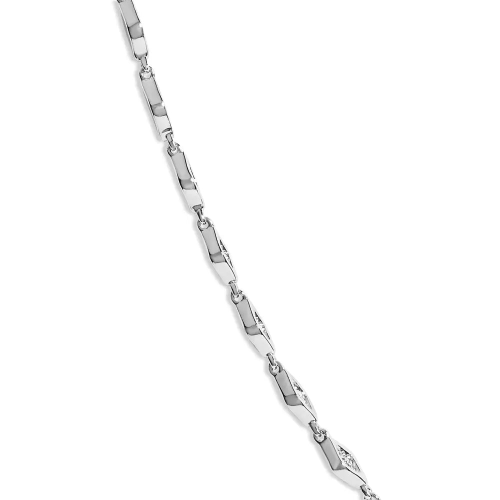 Marquise diamond station necklace in.925 sterling silver 3/8 cttw 16in bijoux-nyc direct