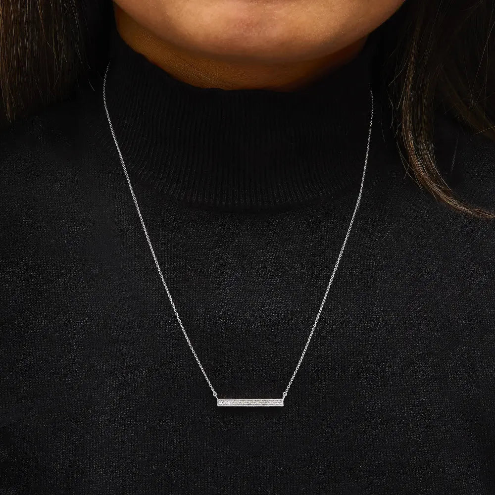 Diamond milgrain bar pendant necklace in rhodium-plated sterling silver bijoux-nyc direct