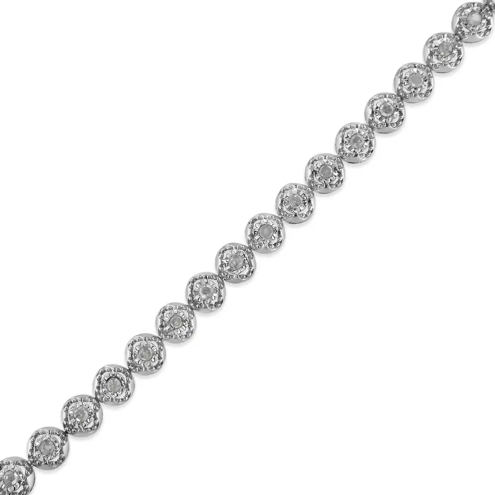 Quatrefoil diamond flower tennis bracelet in sterling silver 1 cttw bijoux-nyc direct