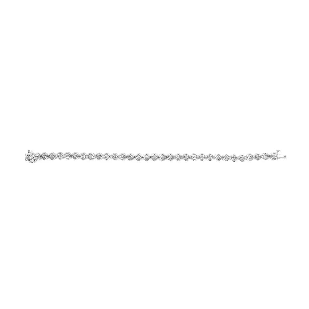 Quatrefoil diamond flower tennis bracelet in sterling silver 1 cttw bijoux-nyc direct