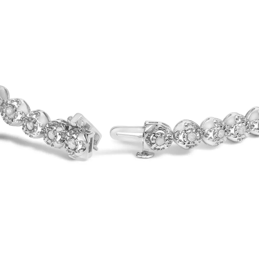 Quatrefoil diamond flower tennis bracelet in sterling silver 1 cttw bijoux-nyc direct