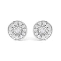 Round diamond miracle halo stud earrings in sterling silver 1/4 cttw bijoux-nyc direct