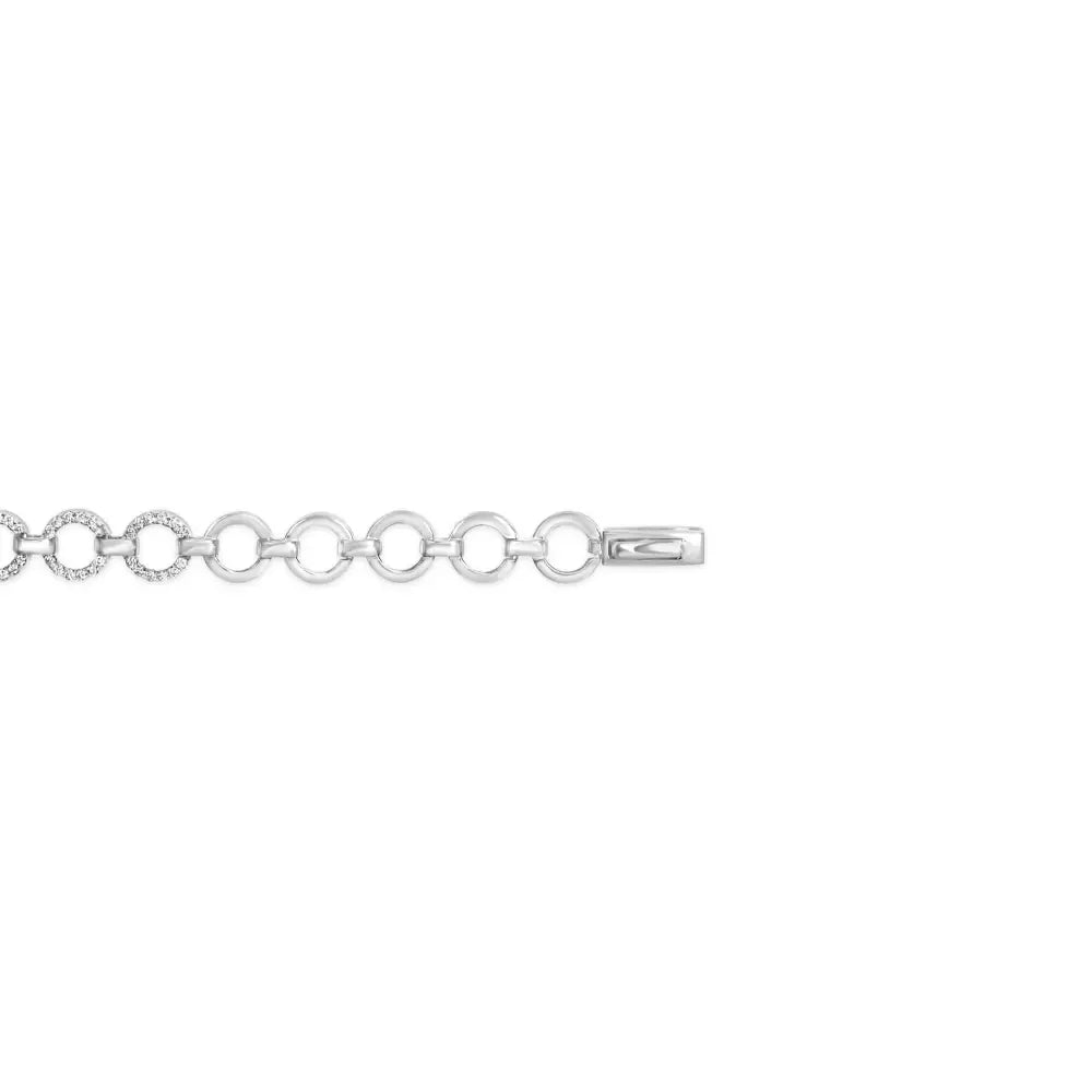 1.00 ct diamond open circle link bracelet in rhodium-plated silver bijoux-nyc direct