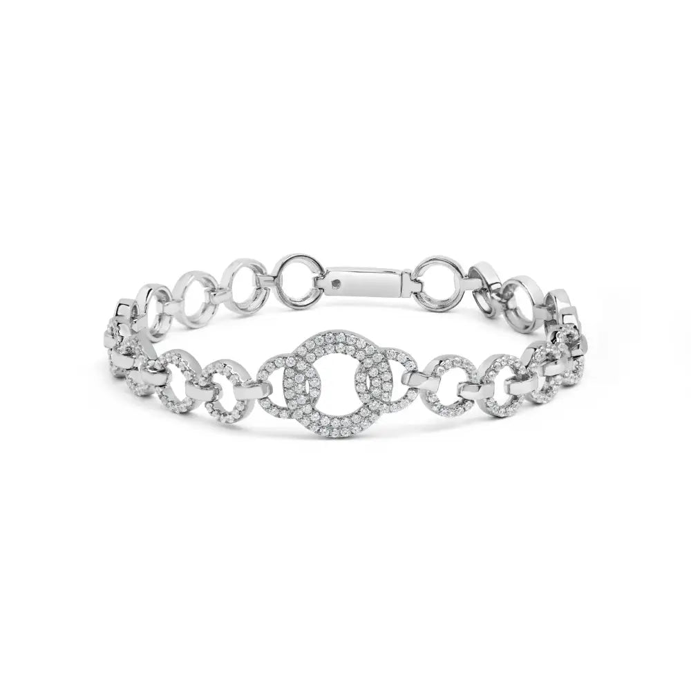 1.00 ct diamond open circle link bracelet in rhodium-plated silver bijoux-nyc direct