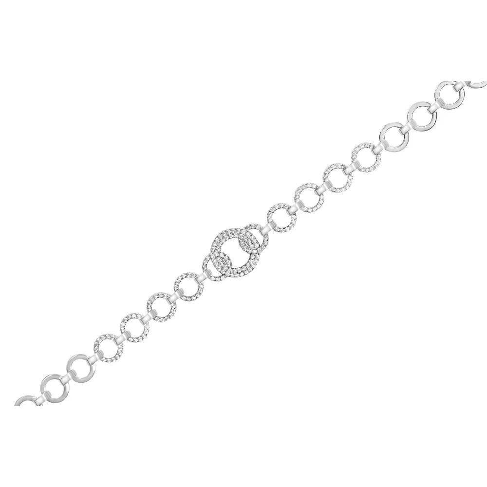 1.00 ct diamond open circle link bracelet in rhodium-plated silver bijoux-nyc direct