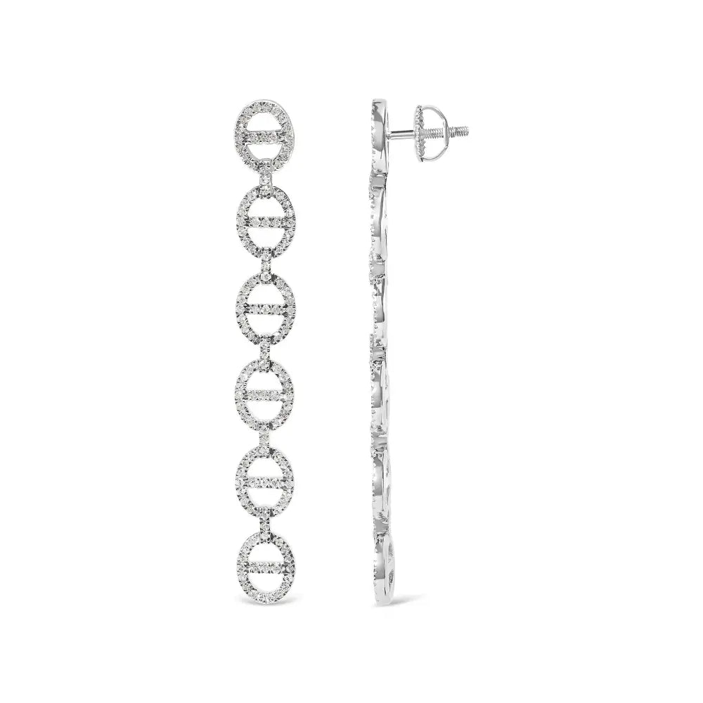 1.0 cttw diamond interconnected oval link dangle earrings in sterling silver bijoux-nyc direct