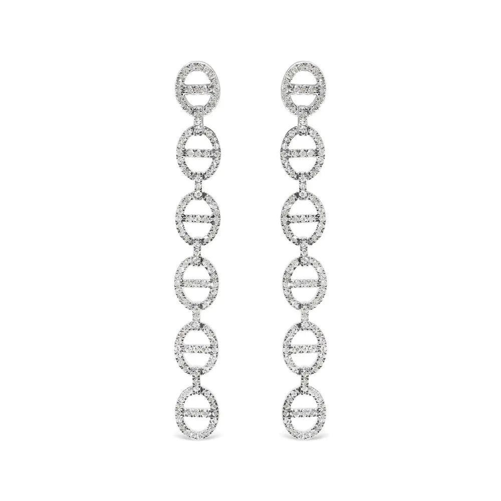 1.0 cttw diamond interconnected oval link dangle earrings in sterling silver bijoux-nyc direct