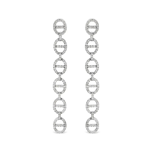 1.0 cttw diamond interconnected oval link dangle earrings in sterling silver bijoux-nyc direct