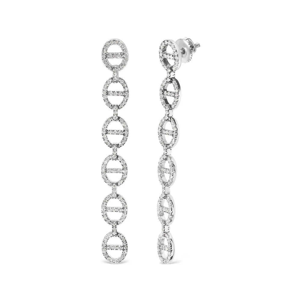 1.0 cttw diamond interconnected oval link dangle earrings in sterling silver bijoux-nyc direct