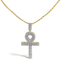 1.00 cttw diamond pavé ankh cross pendant in 10k yellow gold bijoux-nyc direct