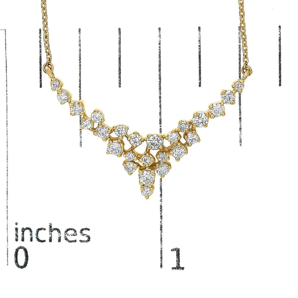 Diamond scattered v-shape necklace in 14k yellow gold – 1/2 cttw 18’’