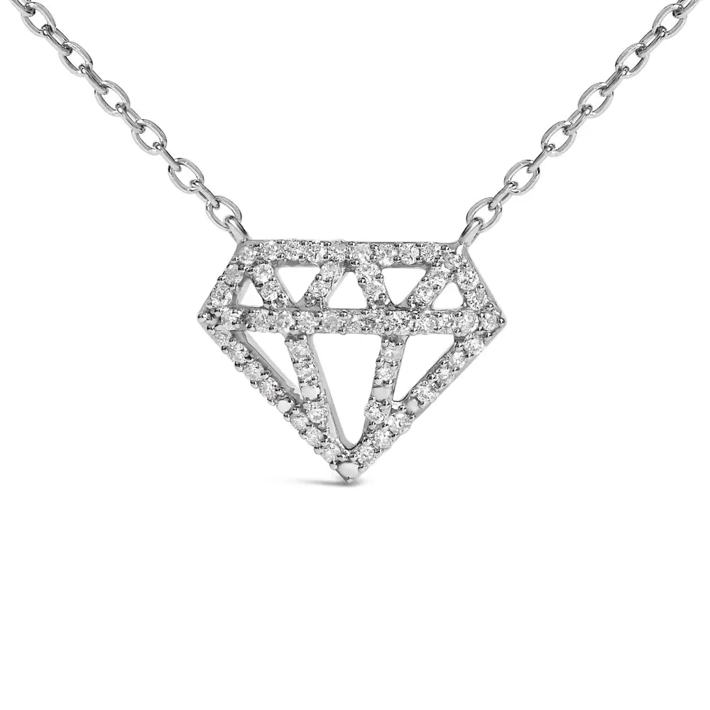 Diamond geometric pendant necklace in sterling silver 0.16 cttw bijoux-nyc direct