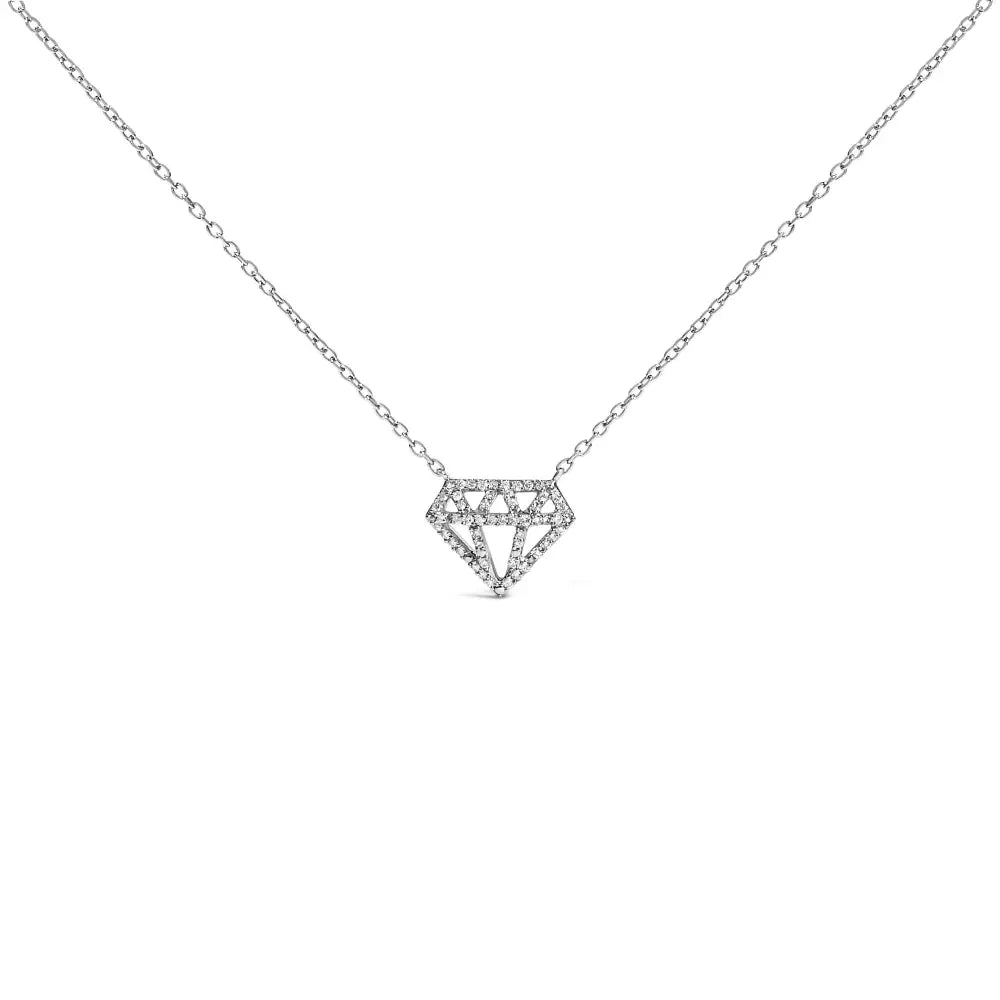 Diamond geometric pendant necklace in sterling silver 0.16 cttw bijoux-nyc direct