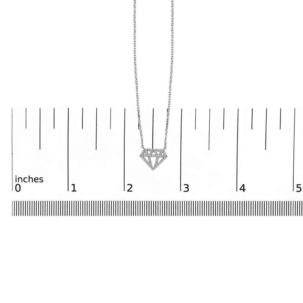 Diamond geometric pendant necklace in sterling silver 0.16 cttw bijoux-nyc direct