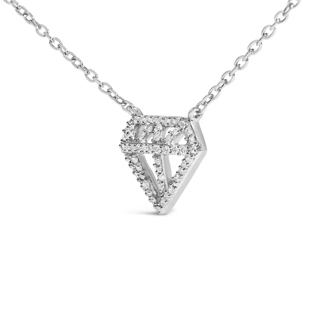Diamond geometric pendant necklace in sterling silver 0.16 cttw bijoux-nyc direct