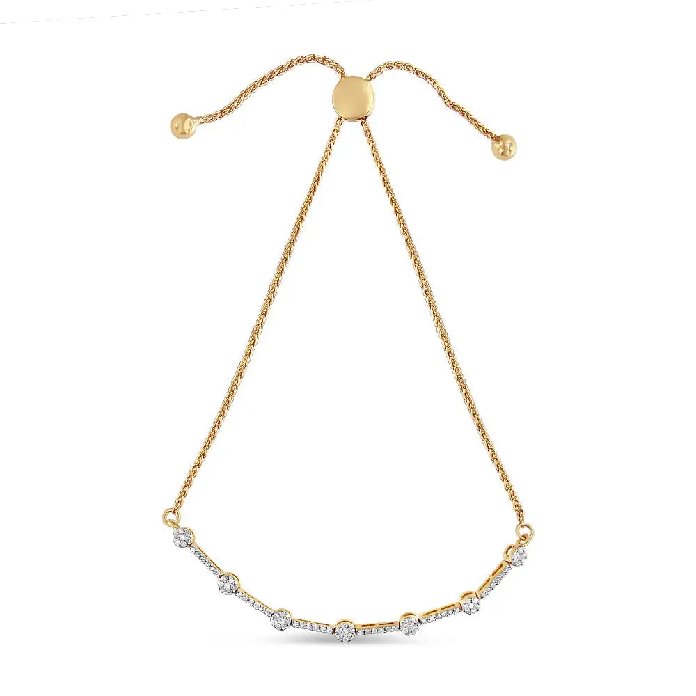 0.33 cttw diamond link bolo bracelet in 14k gold plated sterling silver bijoux-nyc direct