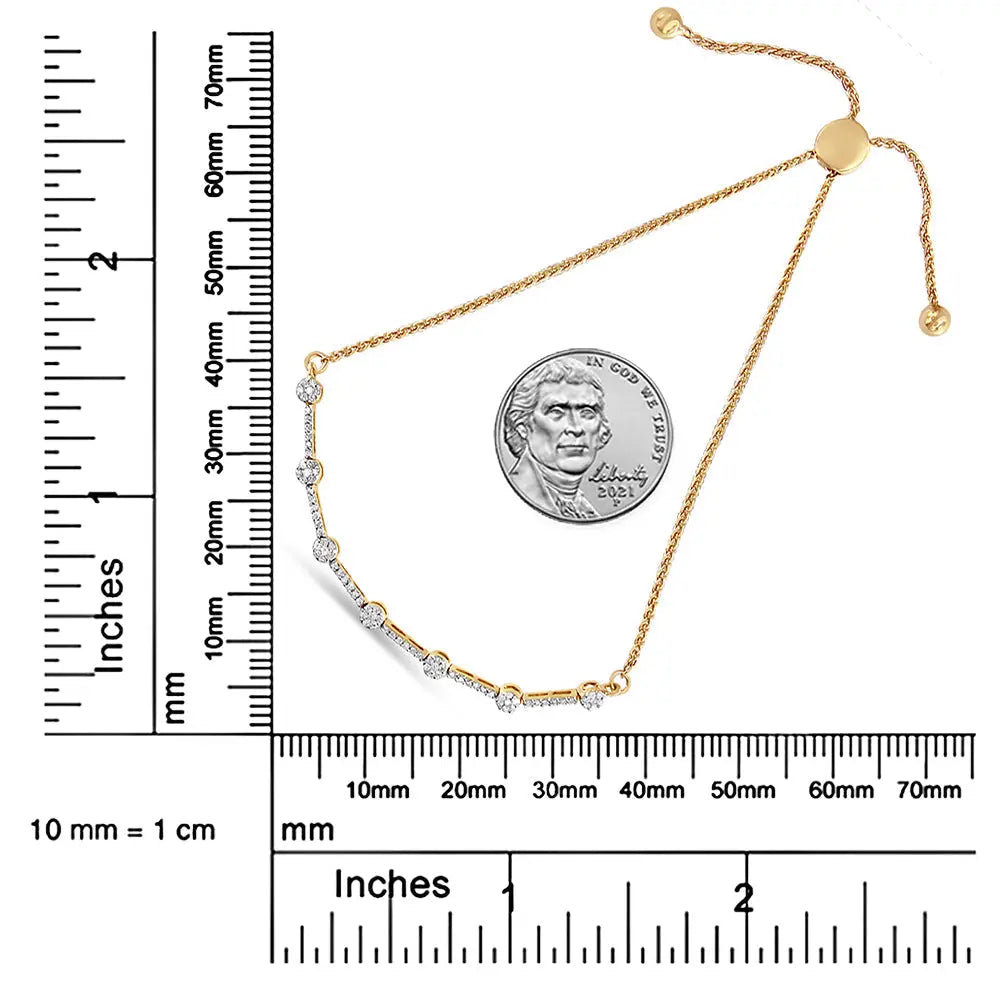 0.33 cttw diamond link bolo bracelet in 14k gold plated sterling silver bijoux-nyc direct