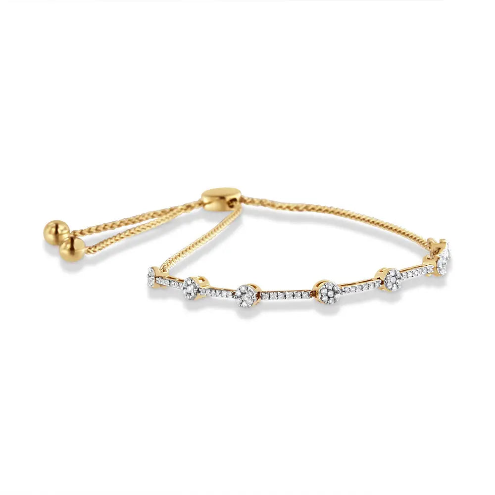 0.33 cttw diamond link bolo bracelet in 14k gold plated sterling silver bijoux-nyc direct