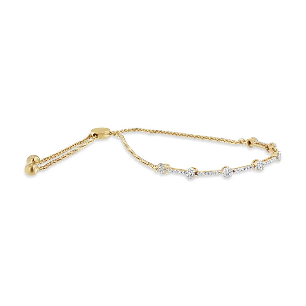 0.33 cttw diamond link bolo bracelet in 14k gold plated sterling silver bijoux-nyc direct