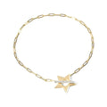 Diamond star charm paperclip bracelet in 18k gold plated sterling silver bijoux-nyc direct