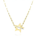Diamond star pendant 18k gold plated sterling silver paperclip necklace bijoux-nyc direct