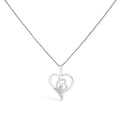 Diamond swirl open heart pendant necklace in 10k white gold – 18’’