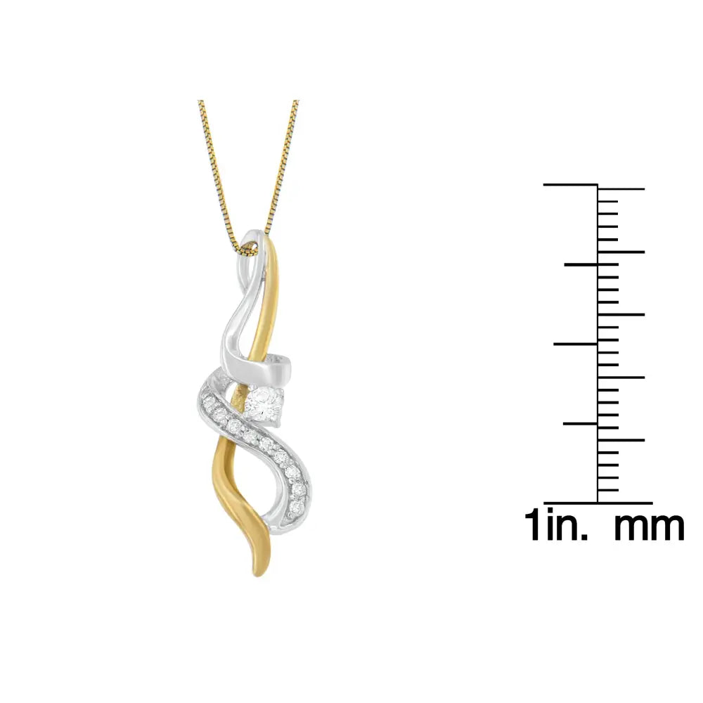 1/5 cttw diamond swirl pendant necklace in 10k two-tone gold bijoux-nyc direct