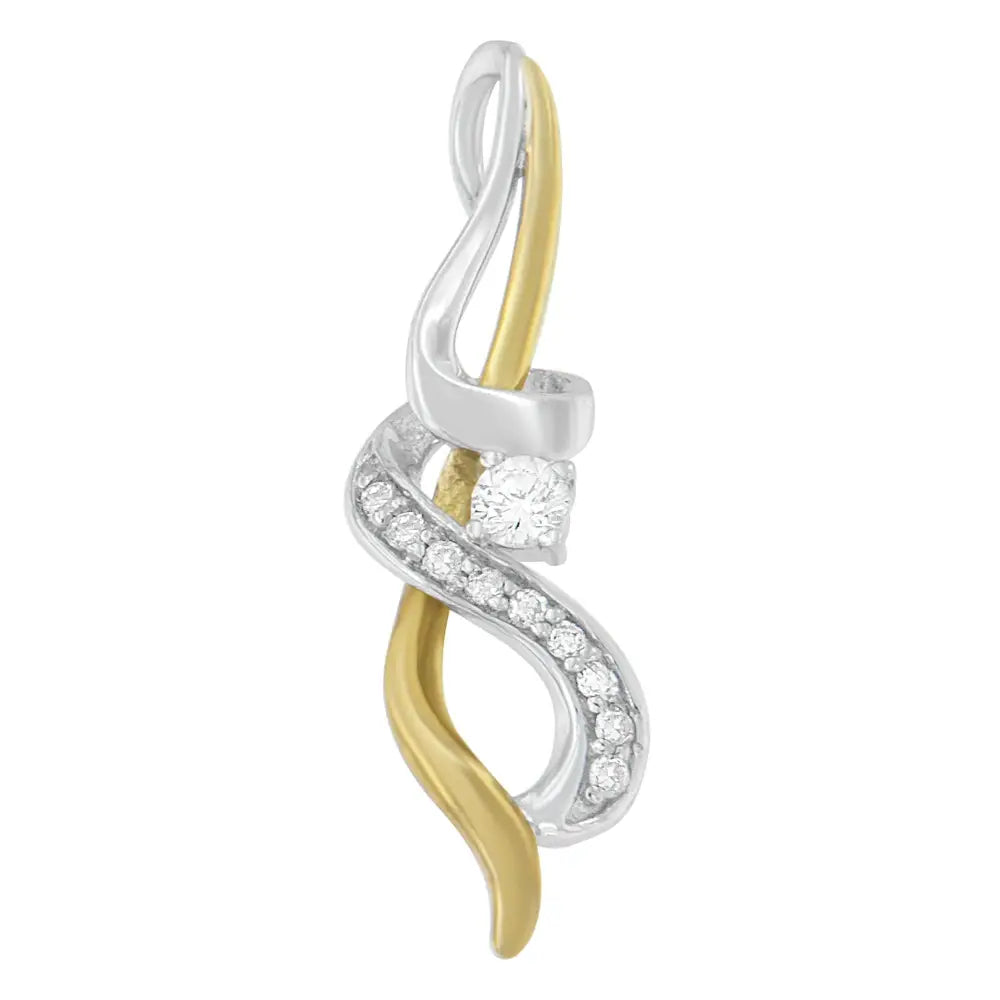 1/5 cttw diamond swirl pendant necklace in 10k two-tone gold bijoux-nyc direct