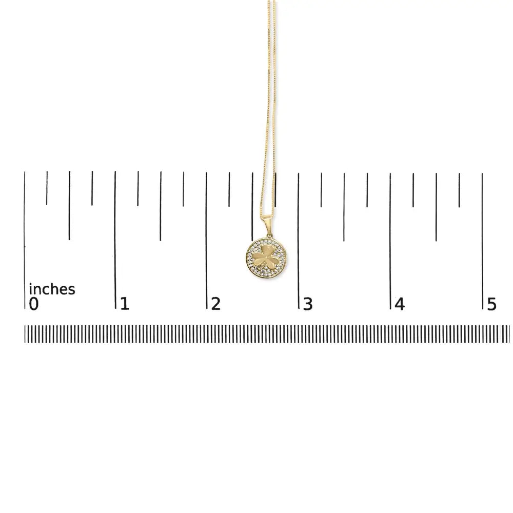 1/6 ct diamond three-leaf clover pendant necklace in 10k yellow gold bijoux-nyc direct