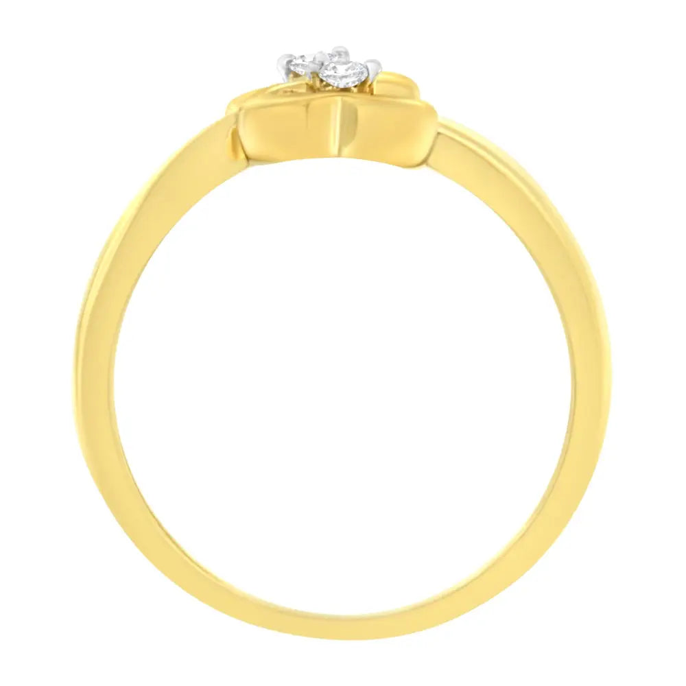 Dual heart diamond ring in 14kt yellow gold 1/20 ctw bijoux-nyc direct