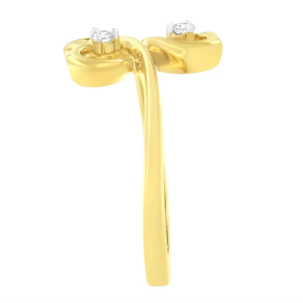 Dual heart diamond ring in 14kt yellow gold 1/20 ctw bijoux-nyc direct