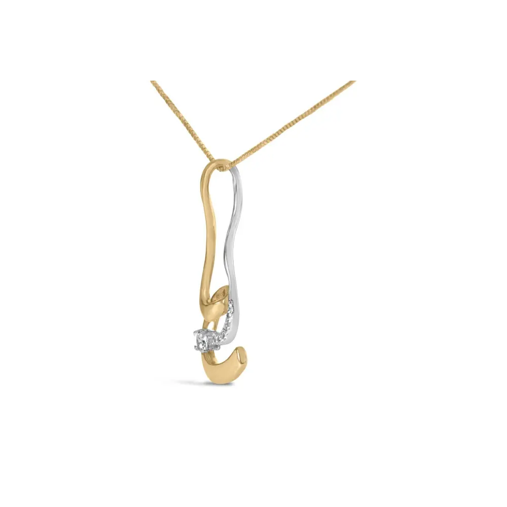 Espira 10K Two-Tone Gold 1/10 cttw Round Cut Diamond Swirl Pendant Necklace (I-J, I2-I3) - Bijoux-NYC Direct