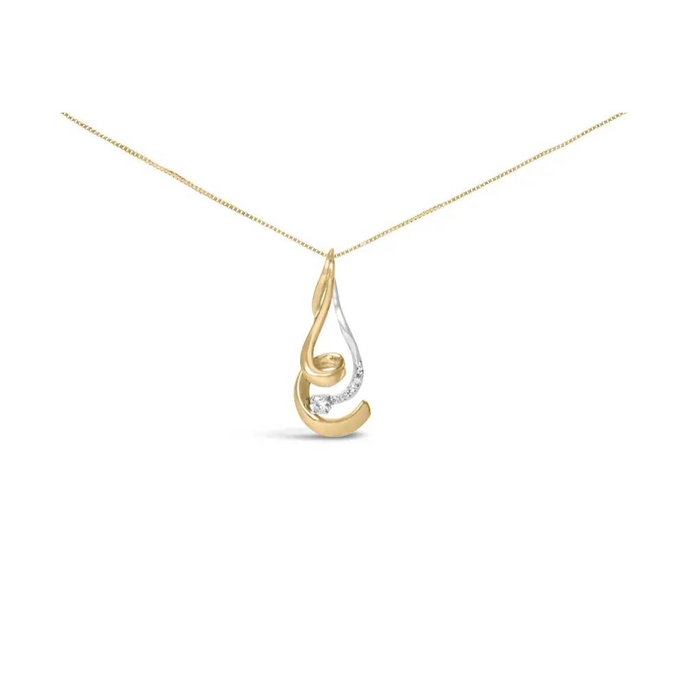 Espira 10K Two-Tone Gold 1/10 cttw Round Cut Diamond Swirl Pendant Necklace (I-J, I2-I3) - Bijoux-NYC Direct