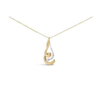 Espira 10K Two-Tone Gold 1/10 cttw Round Cut Diamond Swirl Pendant Necklace (I-J, I2-I3) - Bijoux-NYC Direct