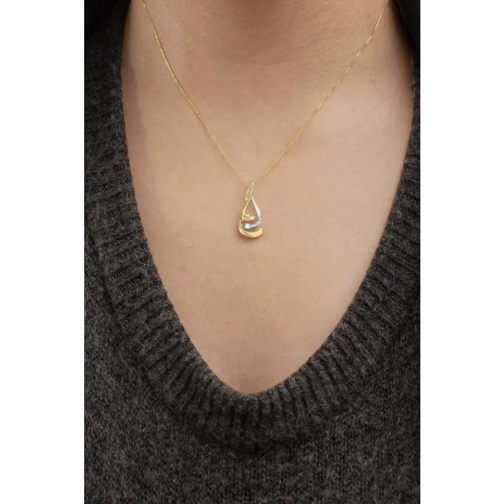 Espira 10K Two-Tone Gold 1/10 cttw Round Cut Diamond Swirl Pendant Necklace (I-J, I2-I3) - Bijoux-NYC Direct