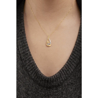 Espira 10K Two-Tone Gold 1/10 cttw Round Cut Diamond Swirl Pendant Necklace (I-J, I2-I3) - Bijoux-NYC Direct