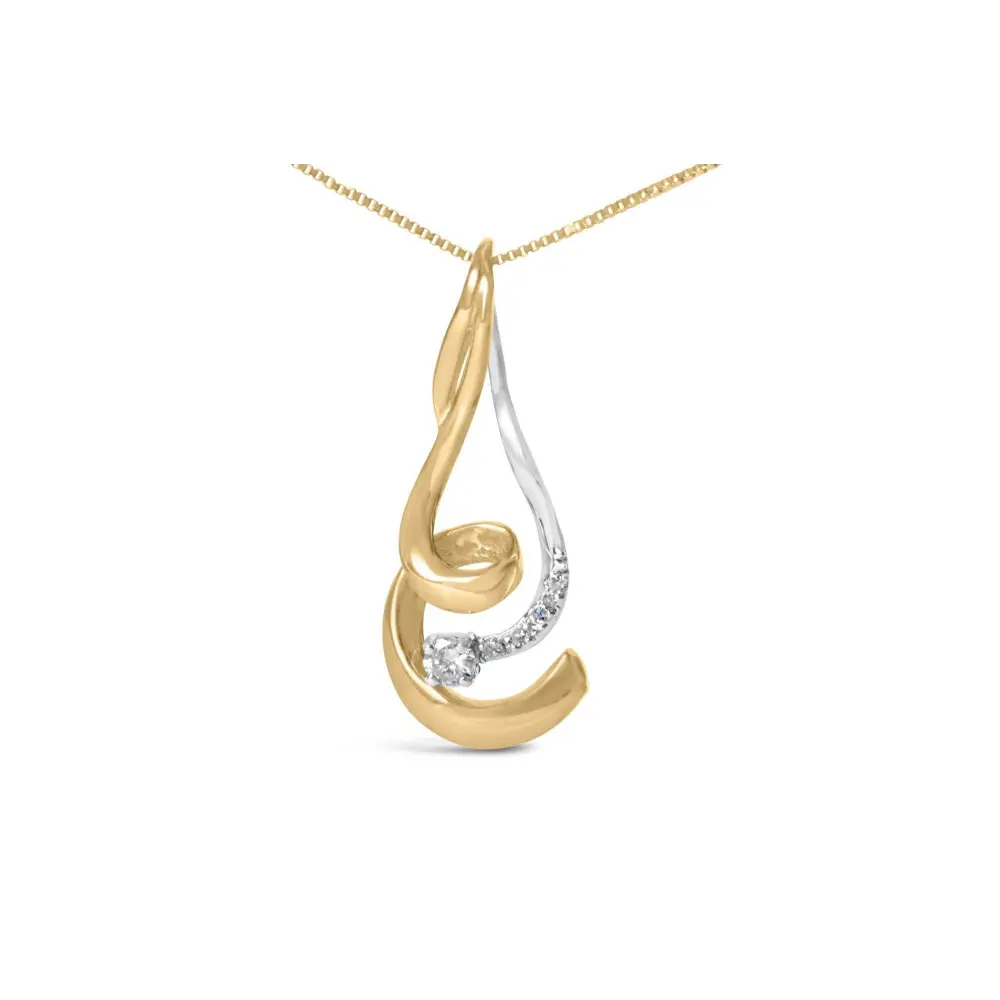 Espira 10K Two-Tone Gold 1/10 cttw Round Cut Diamond Swirl Pendant Necklace (I-J, I2-I3) - Bijoux-NYC Direct