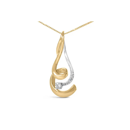 Espira 10K Two-Tone Gold 1/10 cttw Round Cut Diamond Swirl Pendant Necklace (I-J, I2-I3) - Bijoux-NYC Direct