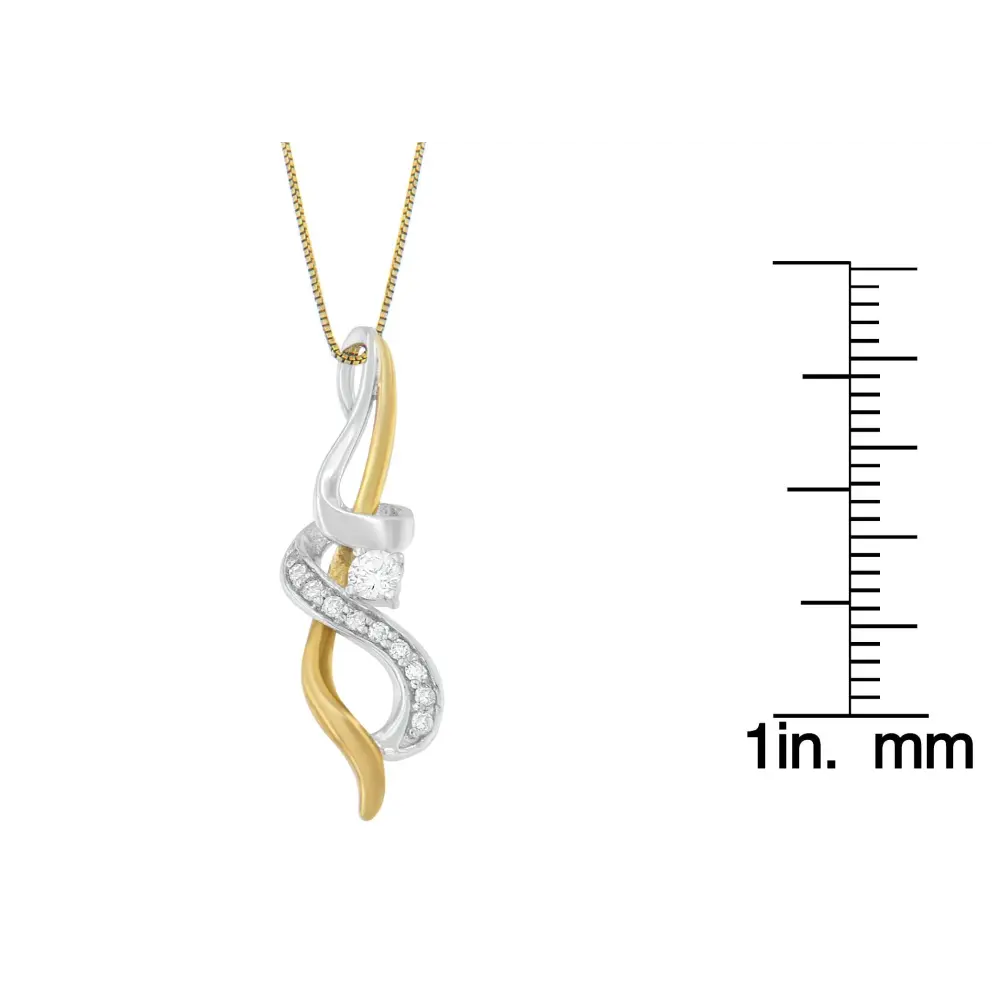 Espira 10K Two-tone Gold 1/5 cttw Diamond Intertwined Swirl Pendant Necklace (J-K, I1-I2) - Bijoux-NYC Direct