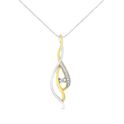 Espira 10K Two-Tone Gold Round Cut Diamond Cascade Pendant Necklace (1/10 cttw, J-K Color, I2-I3 Clarity) - Bijoux-NYC Direct