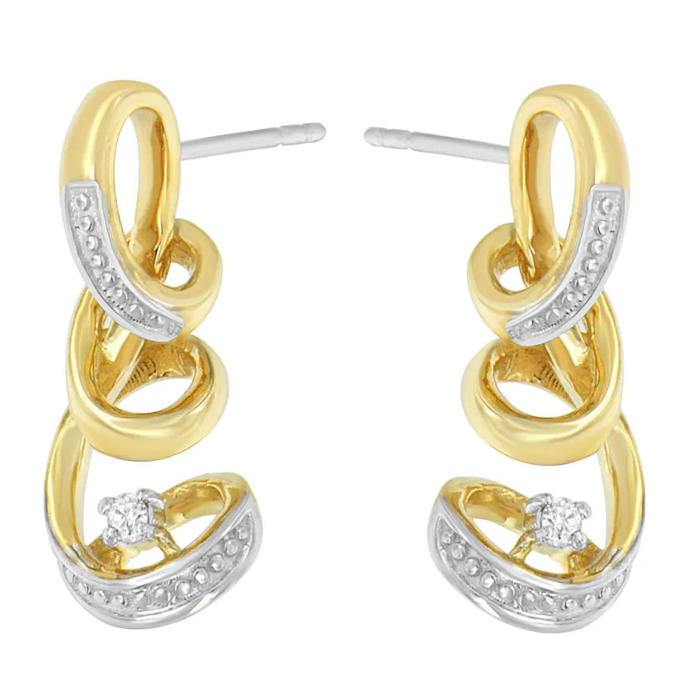 Espira 10K Two Tone Gold Round cut Diamond Earring (0.05 cttw, J-K Color, I2-I3 Clarity) - Bijoux-NYC Direct