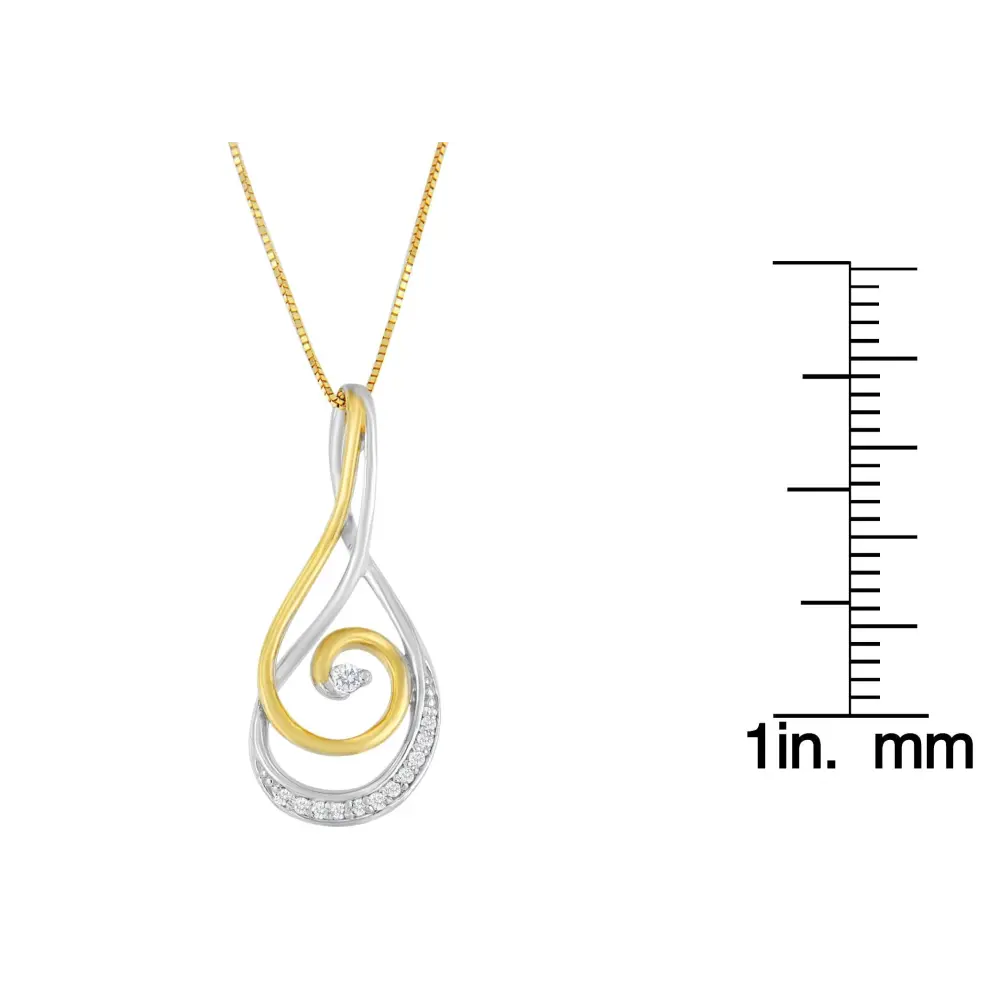 Espira 10K Two-Tone Gold Round Cut Diamond Sparkling Spiral Pendant Necklace (1/6 cttw, J-K Color, I2-I3 Clarity) - Bijoux-NYC Direct