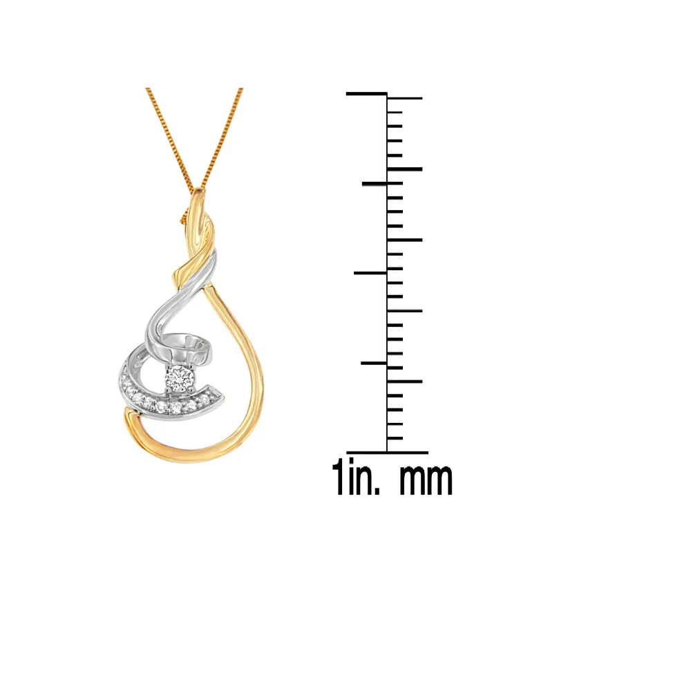 Espira 10k two tone yellow & white 1/6 cttw brilliant cut diamond layered spiral 18’’ pendant necklace (h i color i2 i3 clarity)