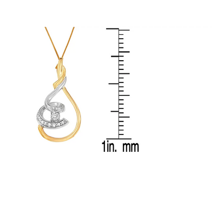 Espira 10k two tone yellow & white 1/6 cttw brilliant cut diamond layered spiral 18’’ pendant necklace (h i color i2 i3 clarity)