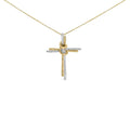 Two-tone 10k yellow and white gold diamond cross 18 inch pendant necklace bijoux-nyc direct