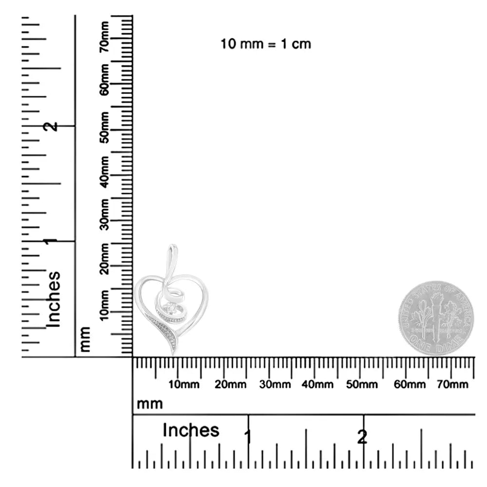Espira 10k white gold.03 cttw diamond accented round cut swirl open heart 18’’ pendant necklace (i j color i2 i3 clarity)